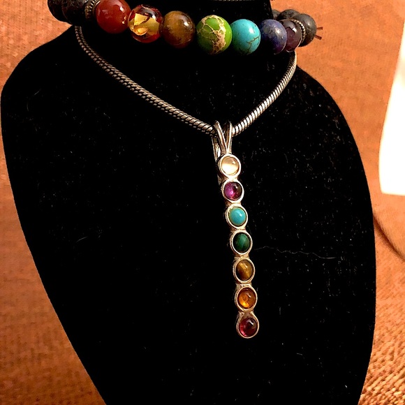 Chakra Gemstones. Volcano. Sterling silver. 2 piece set - Picture 4 of 8